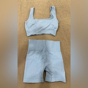 Stylish Light Blue Ribbed Crop Top